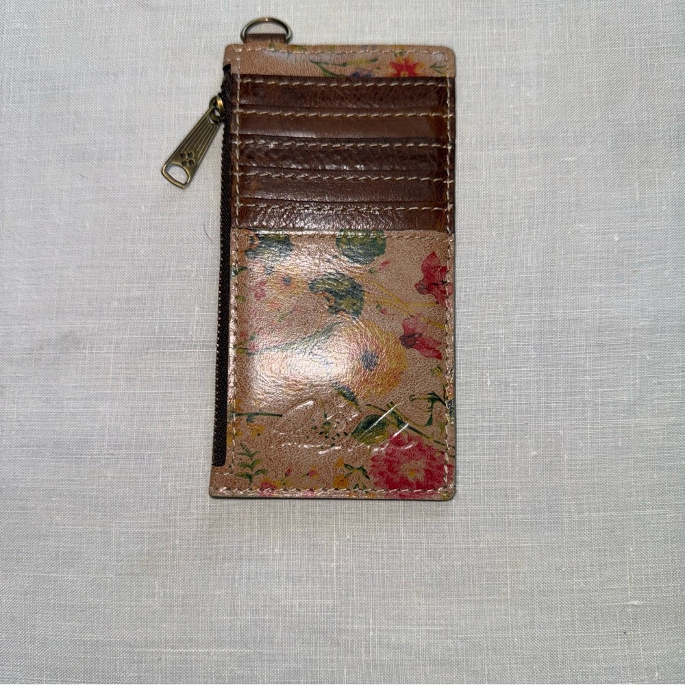 Patricia Nash Brown and Pink Leather Wallet with Floral Design